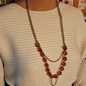 Chic Gold and Brown Beaded Necklace